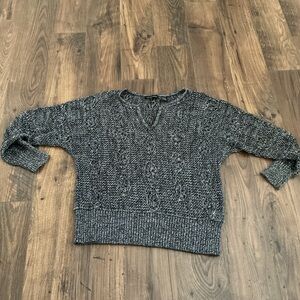 Jeanne Pierre Open Knit Sweater Gray Metallic Boho Cozy Cottagecore Size M